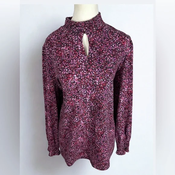 💜 5/$20 J. Jill Multicolor Floral Keyhole Blouse Size XL - Picture 1 of 4